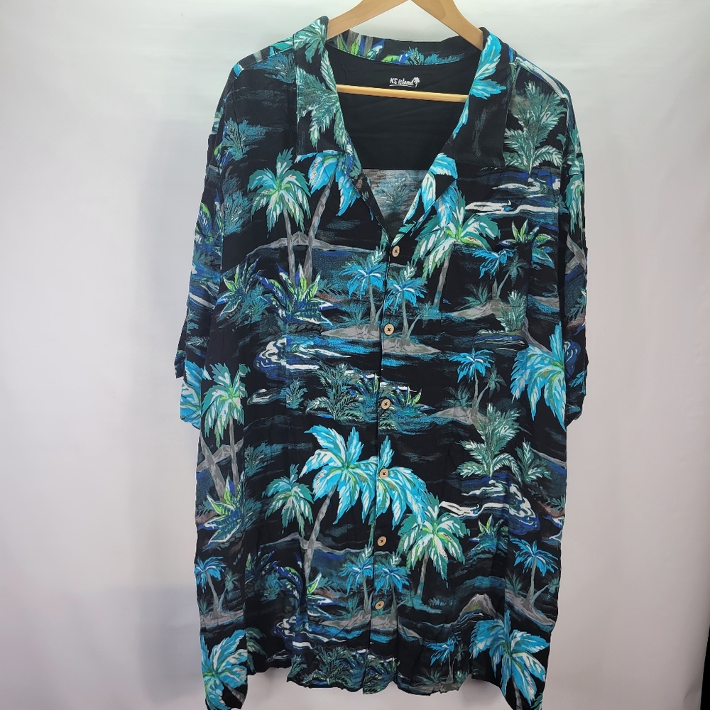 NWT KS Island Hawaiian Shirt Blue 4 XL Tall Casual